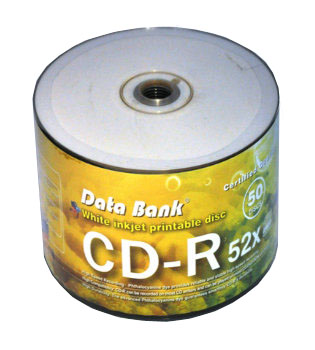 Databank CD-R Silver dye full size white printable (Small hole) 50pk